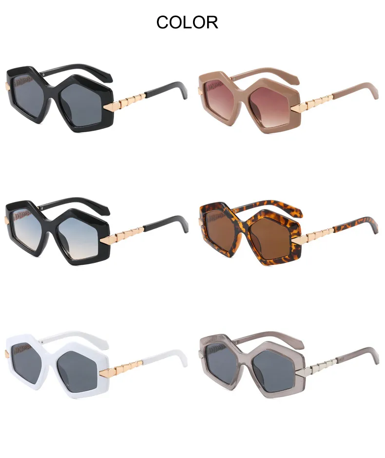Streetwear Cool Style Solid Color PC UV400 Protection Tinted Lenses Polygon Full Frame Glasses display picture 8