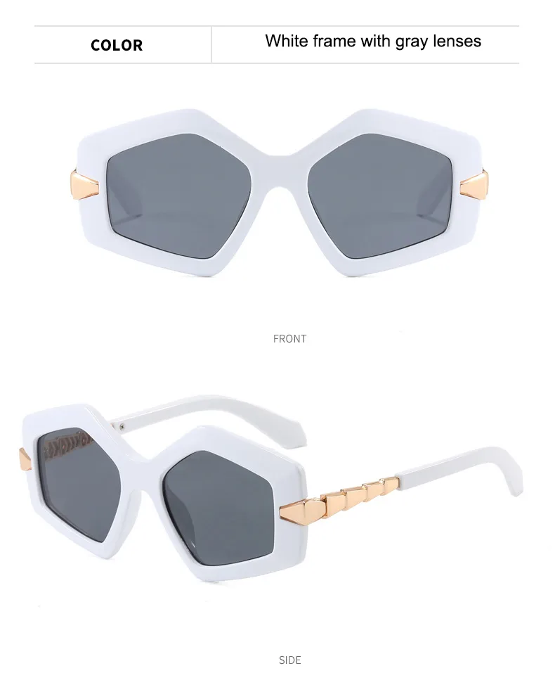 Streetwear Cool Style Solid Color PC UV400 Protection Tinted Lenses Polygon Full Frame Glasses display picture 14