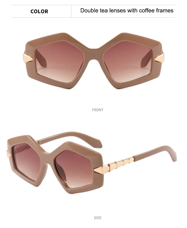 Streetwear Cool Style Solid Color PC UV400 Protection Tinted Lenses Polygon Full Frame Glasses display picture 11