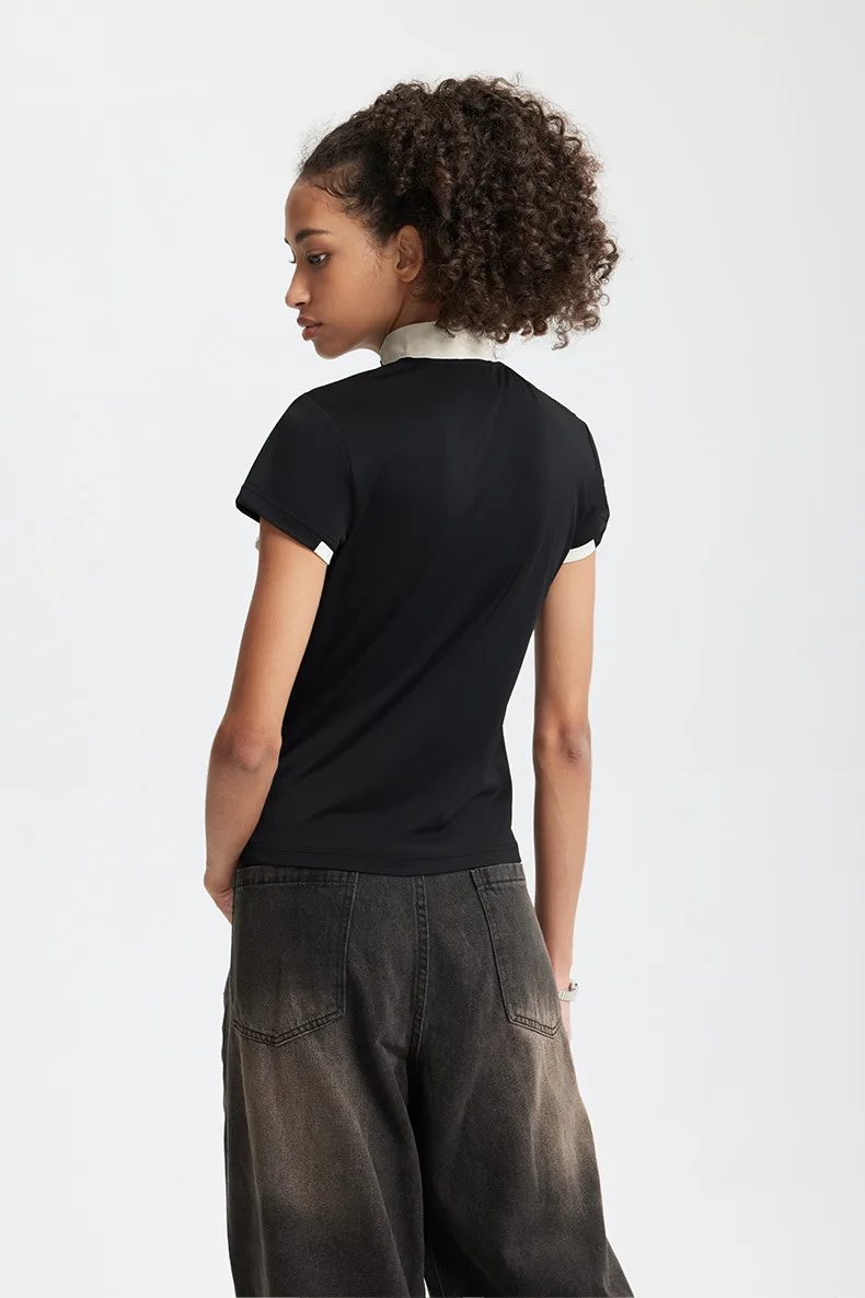 Jie Zhan Women's Wear | Zipper T-shirt  Spring/Summer New Lightweight Cool Golf Tennis Commuter Stitching Short Sleeve display picture 12