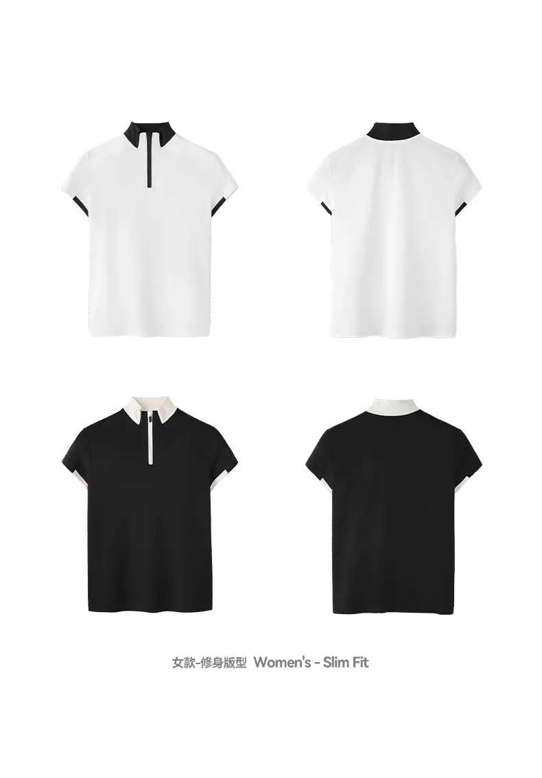 Jie Zhan Women's Wear | Zipper T-shirt  Spring/Summer New Lightweight Cool Golf Tennis Commuter Stitching Short Sleeve display picture 14