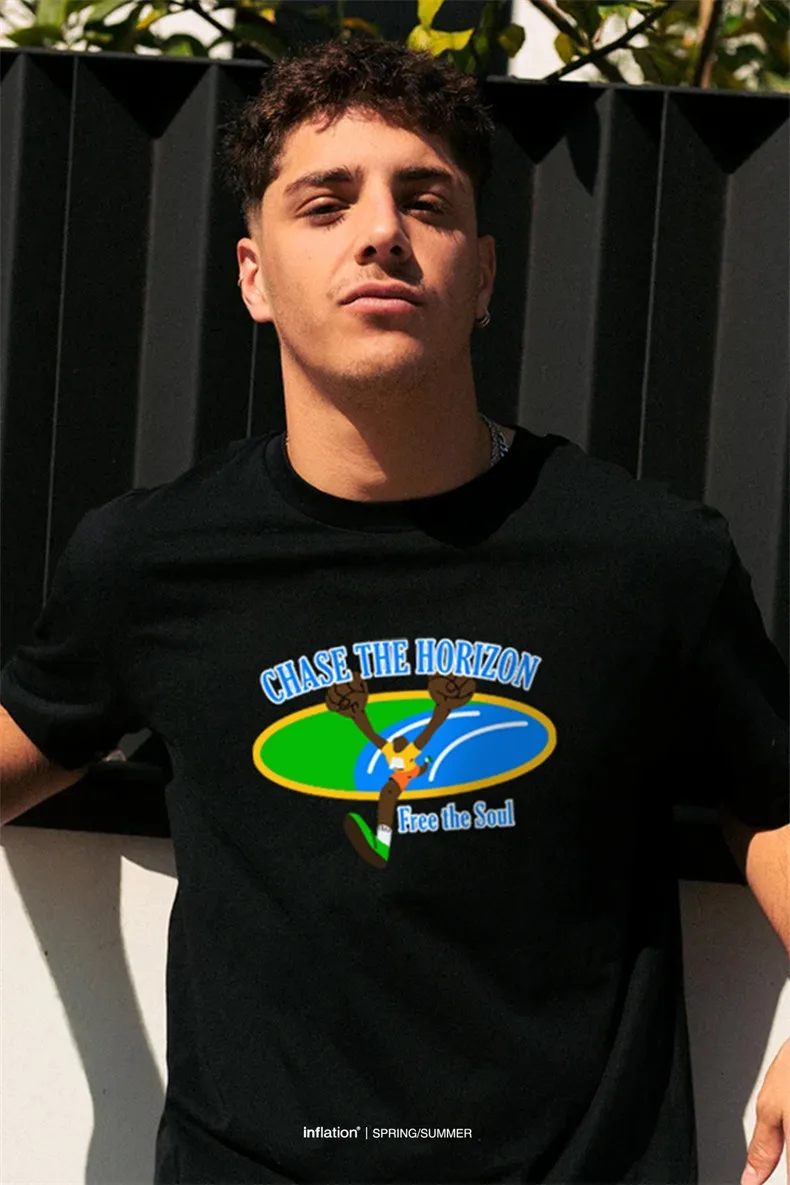 Jie Zhan Men's Wear | COOLMAX Creative Track And Field Printed T-shirt  Spring/Summer New American Street Quick-drying Short Sleeve display picture 2