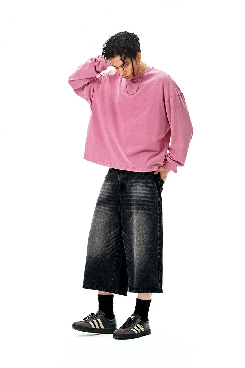 Jie Zhan Men's Wear | Dune Boxy Long T-shirt 25 Spring/Summer American Retro Tide Brand Pure Cotton 270G Washed Old Long Sleeve display picture 9