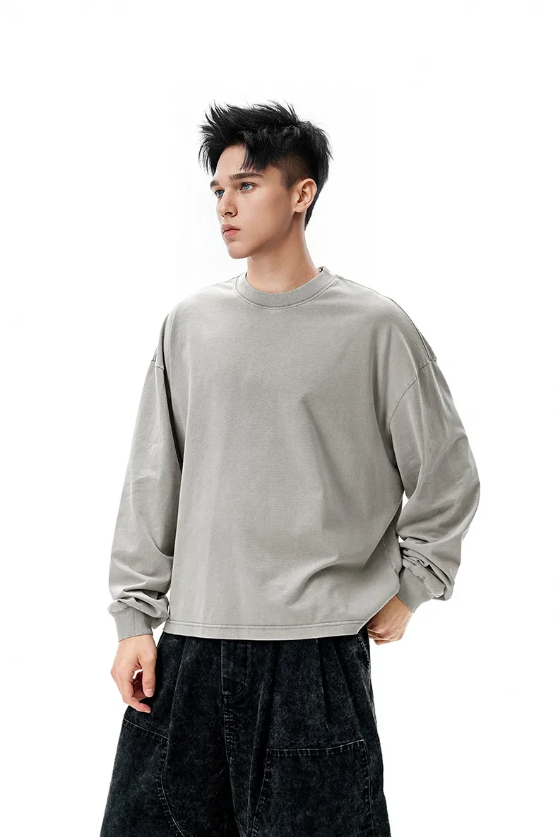 Jie Zhan Men's Wear | Dune Boxy Long T-shirt 25 Spring/Summer American Retro Tide Brand Pure Cotton 270G Washed Old Long Sleeve display picture 12