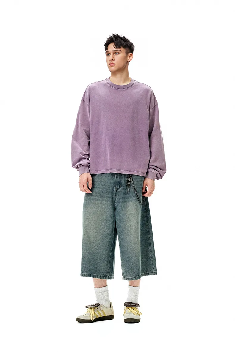Jie Zhan Men's Wear | Dune Boxy Long T-shirt 25 Spring/Summer American Retro Tide Brand Pure Cotton 270G Washed Old Long Sleeve display picture 17