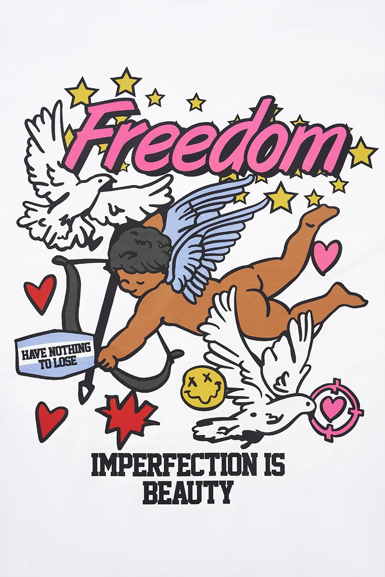 Jiezhan Men's Wear | Cupid Graffiti Printed T-shirt  Spring/Summer New American Fashion Brand Loose Crewneck Short Sleeve Men display picture 8