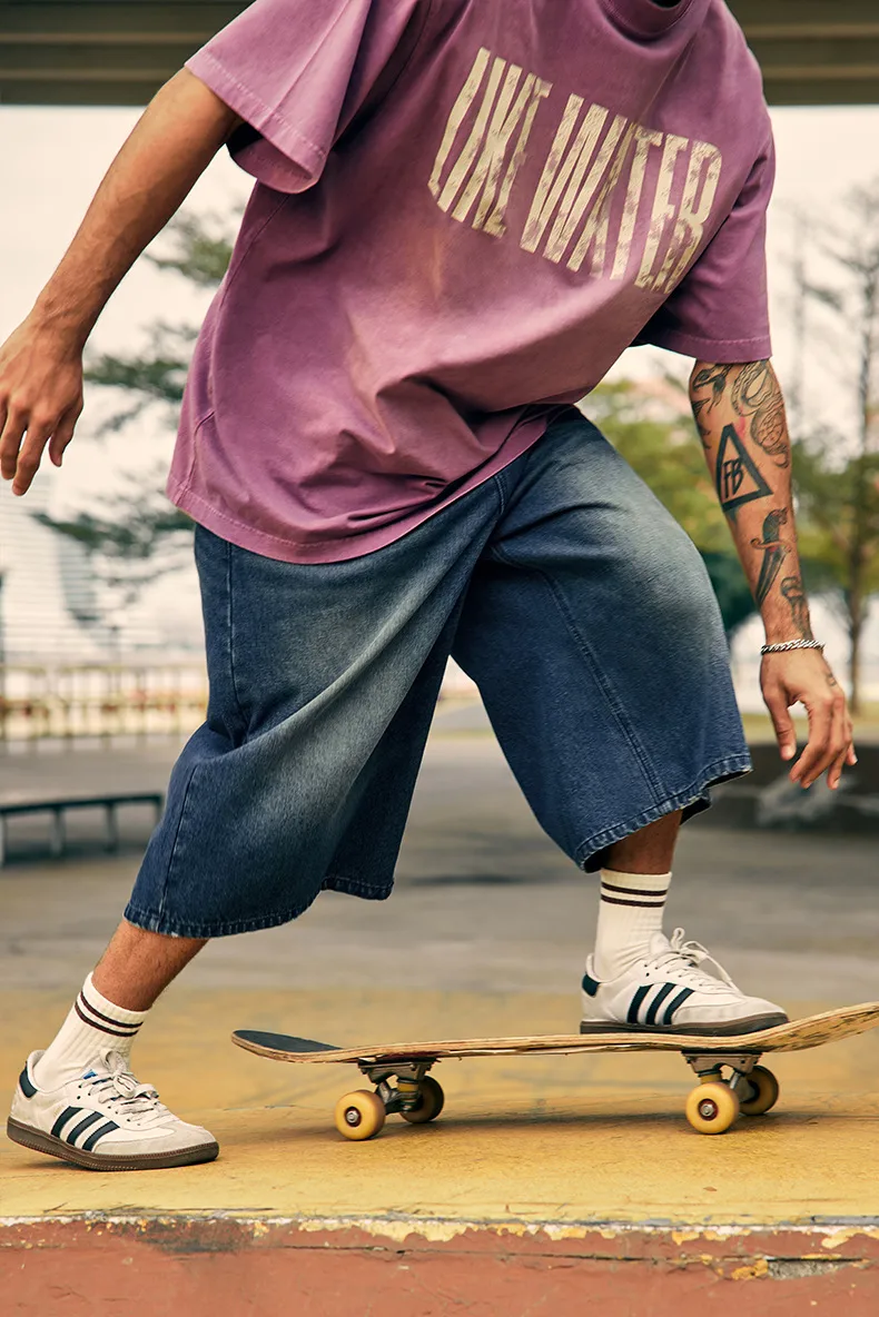 Jie Zhan Men's Wear | Fake Two-piece Seven-point Wash Jeans  Spring/Summer New American Street Casual Shorts Men display picture 8
