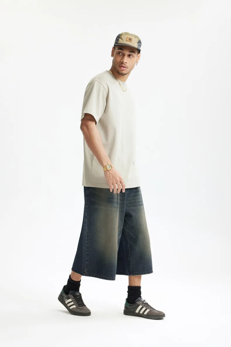 Jie Zhan Men's Wear | Fake Two-piece Seven-point Wash Jeans  Spring/Summer New American Street Casual Shorts Men display picture 15