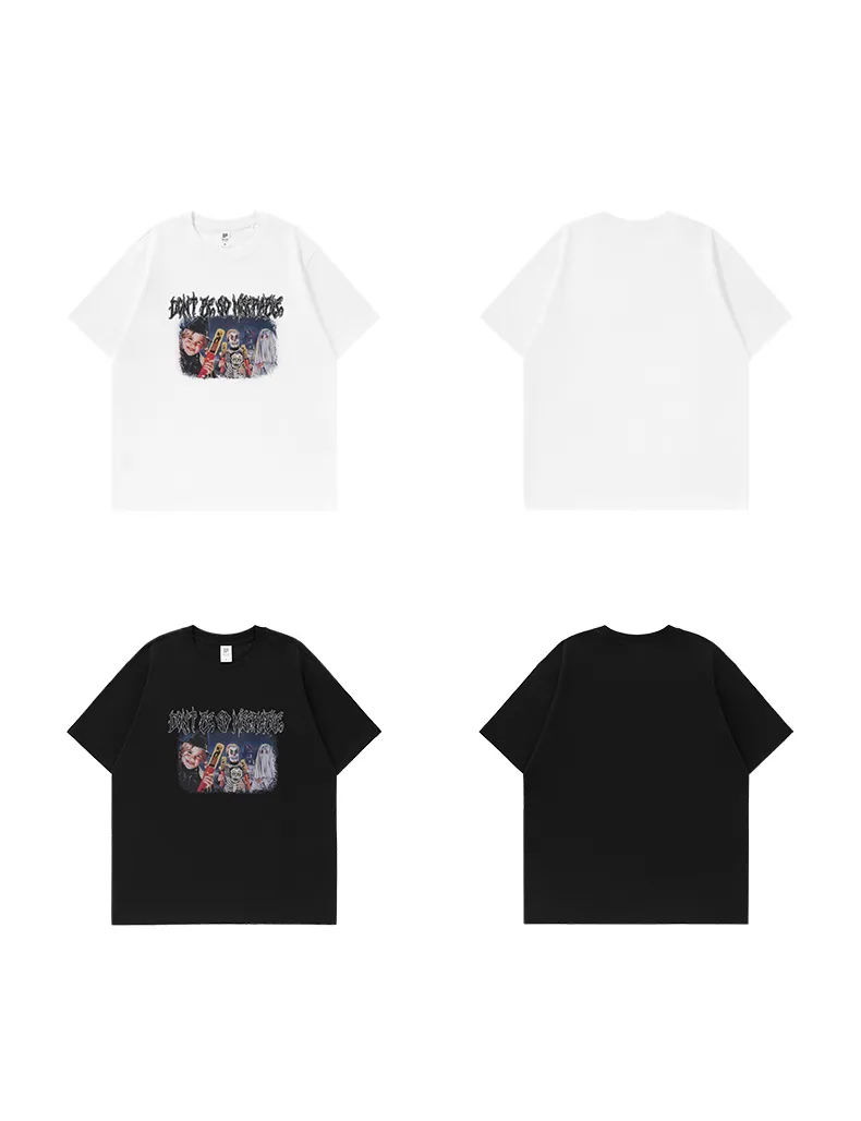 Jiezhan Men's Wear | Halloween Printed T-shirt  Spring/Summer New Fashion Brand Street American Casual Loose Short-sleeved Men display picture 3