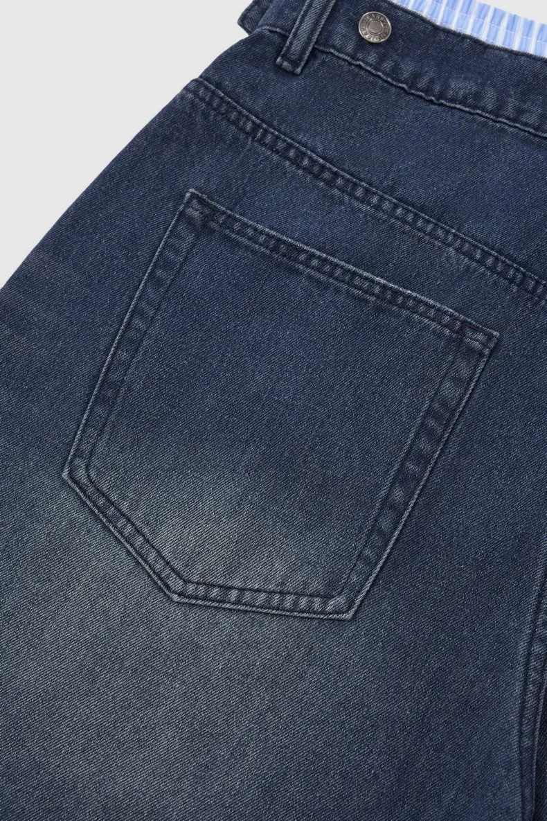 Jie Zhan Men's Wear | Fake Two-piece Seven-point Wash Jeans  Spring/Summer New American Street Casual Shorts Men display picture 26