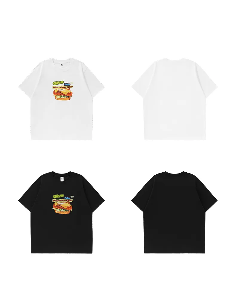 Jie Zhan Men's Wear | Fun Hamburg Printed T-shirt  Spring/Summer New Fashion Brand Street Casual Loose Short-sleeved Top display picture 3