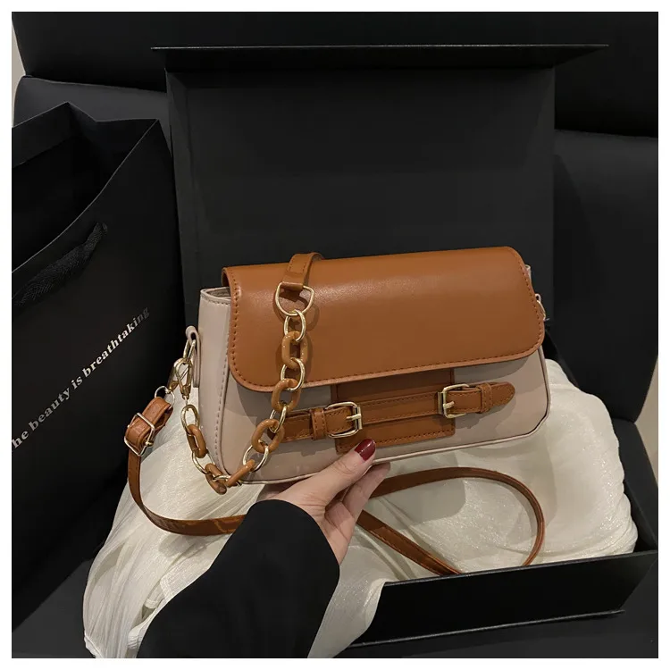 Niche Design Sense Foreign Style Contrast Color Trend Summer New Fashion Casual All-match High-quality Shoulder Crossbody Bag For Women display picture 12