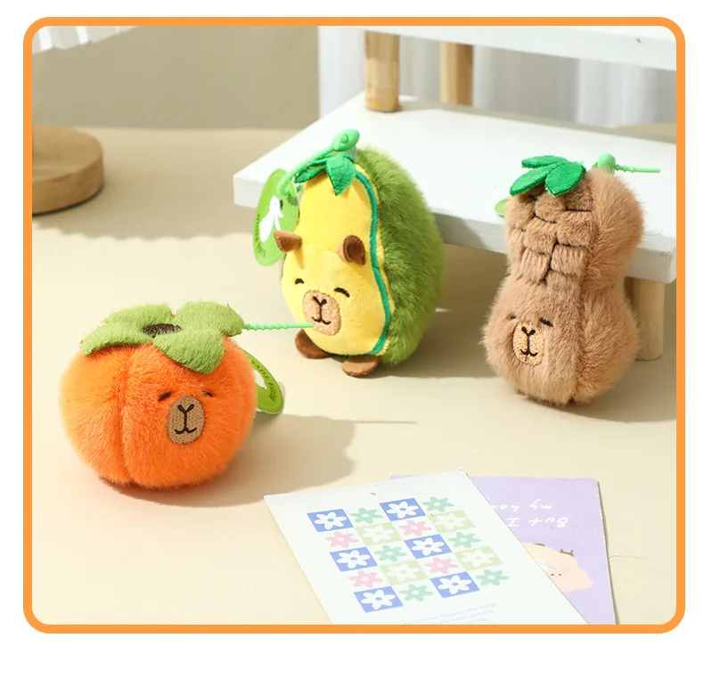 Internet Red Apple Capybara Doll Plush Keychain Banana Capibala Pendant Catch Doll Machine Doll Small Gift display picture 7