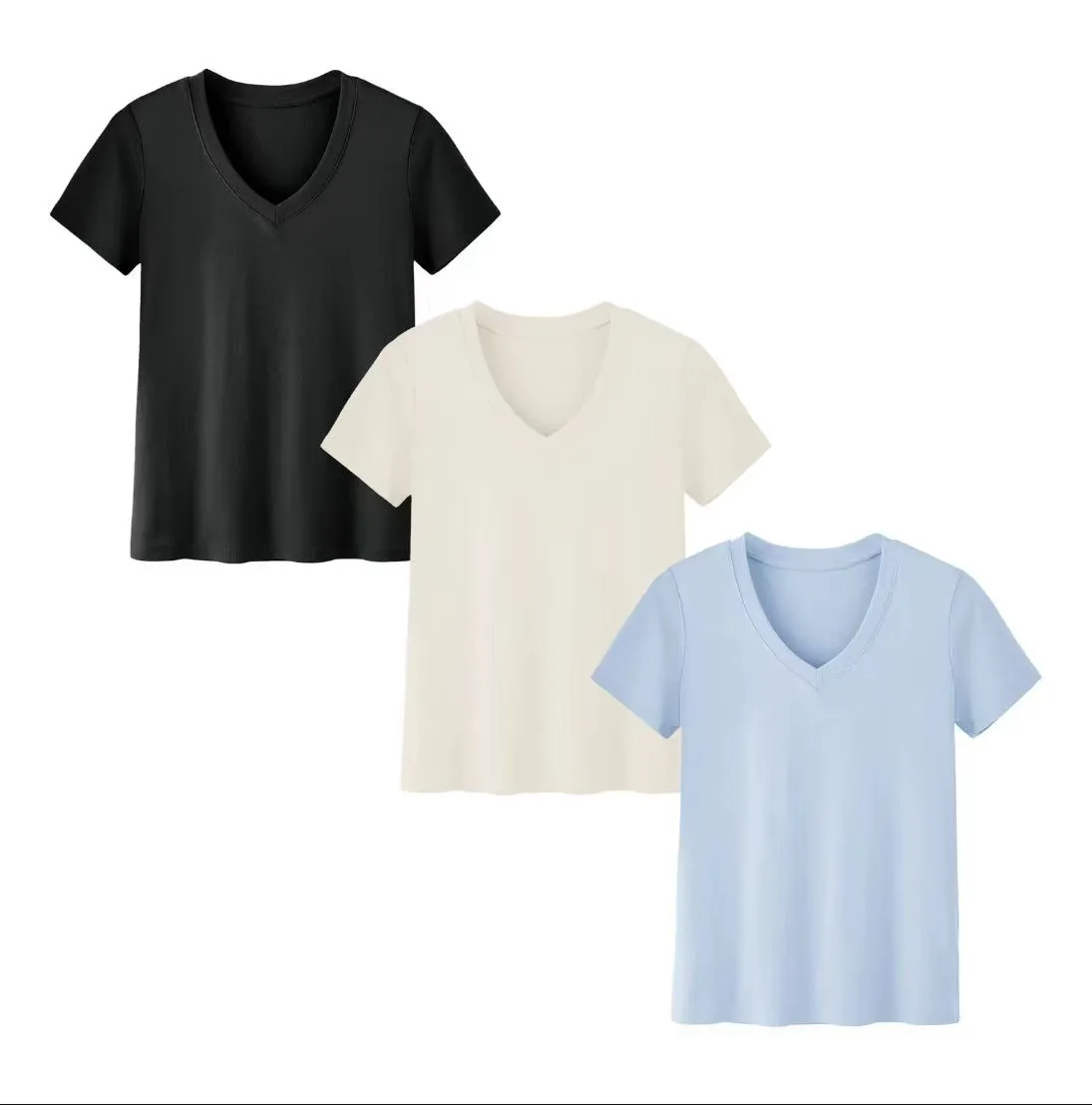 Short-sleeved Loose Split Top Three-piece T-shirt Combination Summer New Solid Color Women's Clothing display picture 17