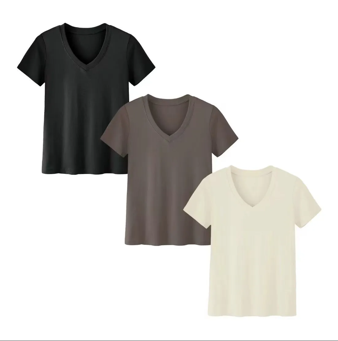 Short-sleeved Loose Split Top Three-piece T-shirt Combination Summer New Solid Color Women's Clothing display picture 19