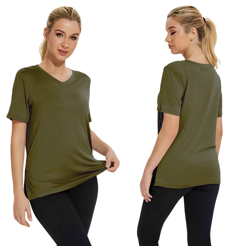 Short-sleeved Loose Split Top Three-piece T-shirt Combination Summer New Solid Color Women's Clothing display picture 25