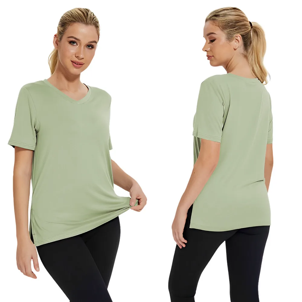Short-sleeved Loose Split Top Three-piece T-shirt Combination Summer New Solid Color Women's Clothing display picture 29