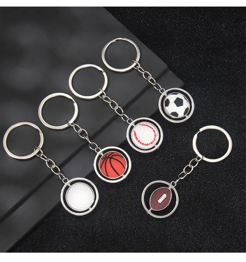 1 Piece Sport Style Baseball Rugby Basketball PVC Alloy Iron Keychain display picture 1
