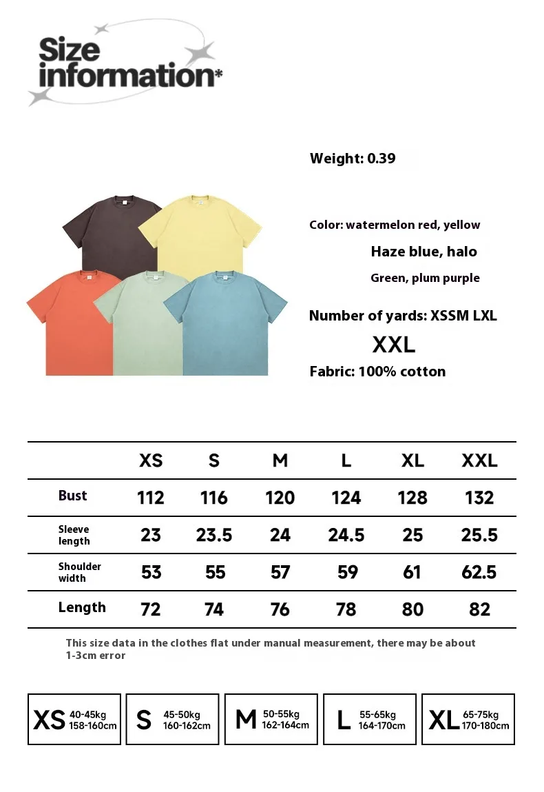 Jie Zhan Men's Wear | 305G Heavy Short Sleeve  Spring/Summer Shoulder Solid Color Street Tide Brand T-Shirt# Sold Out display picture 2