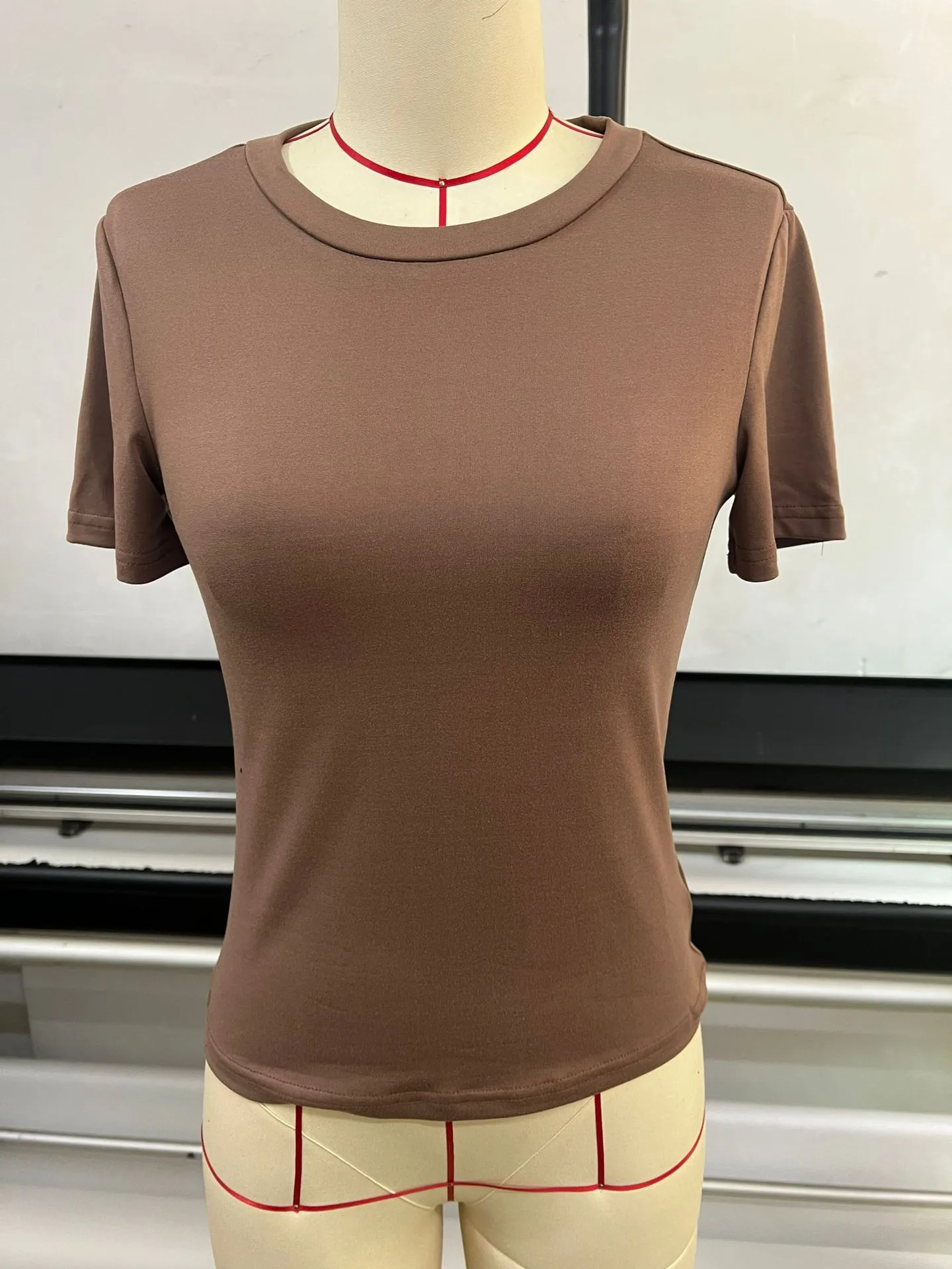 New Women's T-Shirt Slim-Fit Slimming Round Neck Tight Sexy Summer Top Women's Clothing display picture 11