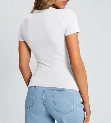 New Women's T-Shirt Slim-Fit Slimming Round Neck Tight Sexy Summer Top Women's Clothing display picture 22