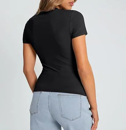 New Women's T-Shirt Slim-Fit Slimming Round Neck Tight Sexy Summer Top Women's Clothing display picture 33