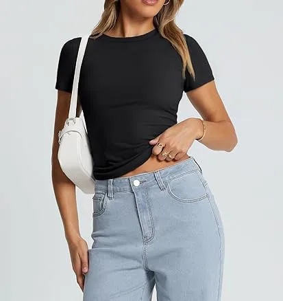 New Women's T-Shirt Slim-Fit Slimming Round Neck Tight Sexy Summer Top Women's Clothing display picture 34