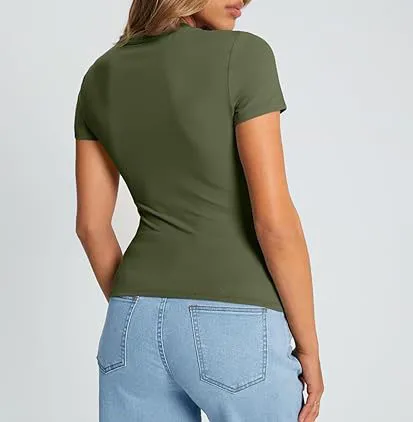 New Women's T-Shirt Slim-Fit Slimming Round Neck Tight Sexy Summer Top Women's Clothing display picture 37