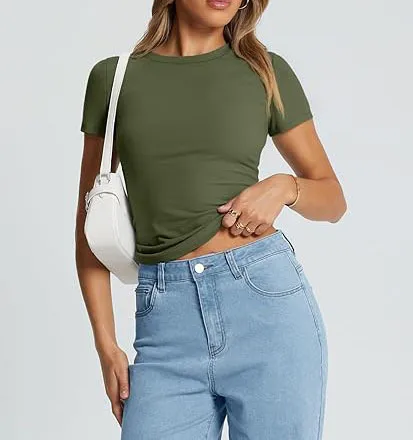 New Women's T-Shirt Slim-Fit Slimming Round Neck Tight Sexy Summer Top Women's Clothing display picture 39