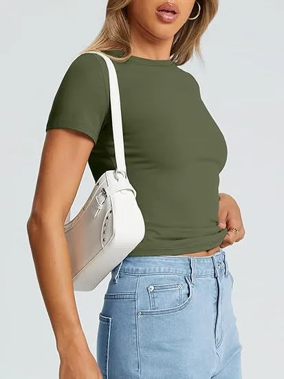 New Women's T-Shirt Slim-Fit Slimming Round Neck Tight Sexy Summer Top Women's Clothing display picture 40