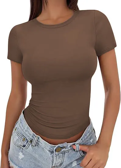 New Women's T-Shirt Slim-Fit Slimming Round Neck Tight Sexy Summer Top Women's Clothing display picture 41