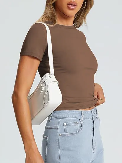 New Women's T-Shirt Slim-Fit Slimming Round Neck Tight Sexy Summer Top Women's Clothing display picture 42