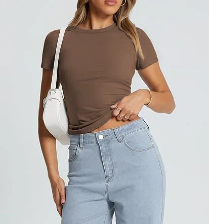 New Women's T-Shirt Slim-Fit Slimming Round Neck Tight Sexy Summer Top Women's Clothing display picture 43