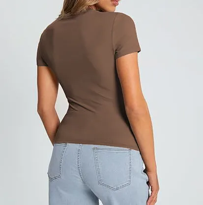 New Women's T-Shirt Slim-Fit Slimming Round Neck Tight Sexy Summer Top Women's Clothing display picture 45