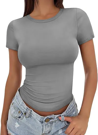 New Women's T-Shirt Slim-Fit Slimming Round Neck Tight Sexy Summer Top Women's Clothing display picture 46