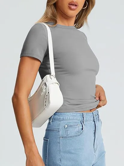 New Women's T-Shirt Slim-Fit Slimming Round Neck Tight Sexy Summer Top Women's Clothing display picture 47