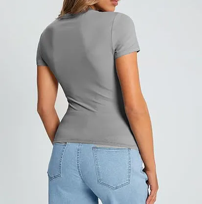New Women's T-Shirt Slim-Fit Slimming Round Neck Tight Sexy Summer Top Women's Clothing display picture 48
