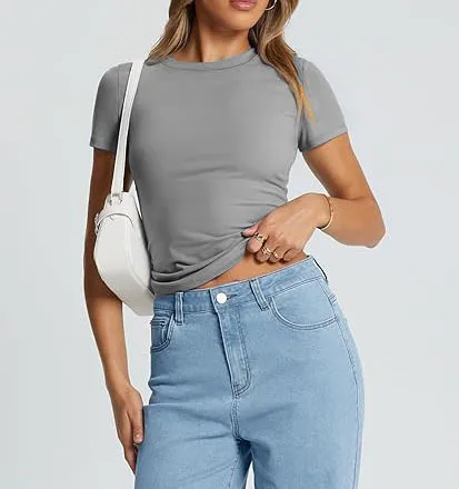 New Women's T-Shirt Slim-Fit Slimming Round Neck Tight Sexy Summer Top Women's Clothing display picture 50