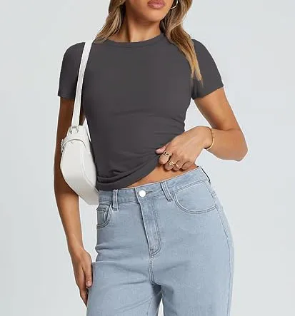 New Women's T-Shirt Slim-Fit Slimming Round Neck Tight Sexy Summer Top Women's Clothing display picture 53