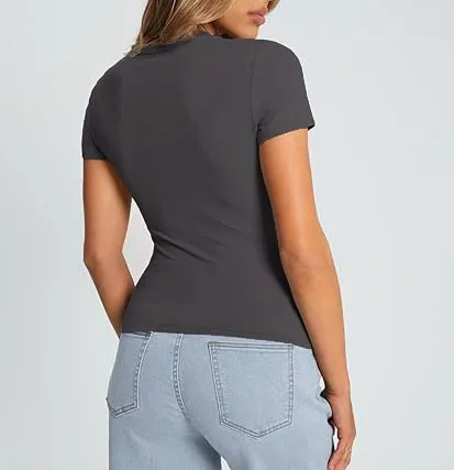 New Women's T-Shirt Slim-Fit Slimming Round Neck Tight Sexy Summer Top Women's Clothing display picture 55