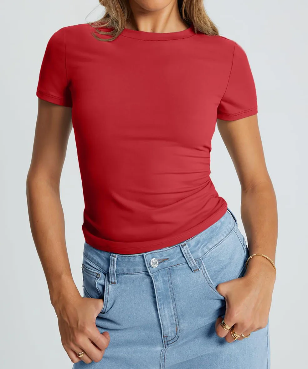 New Women's T-Shirt Slim-Fit Slimming Round Neck Tight Sexy Summer Top Women's Clothing display picture 57