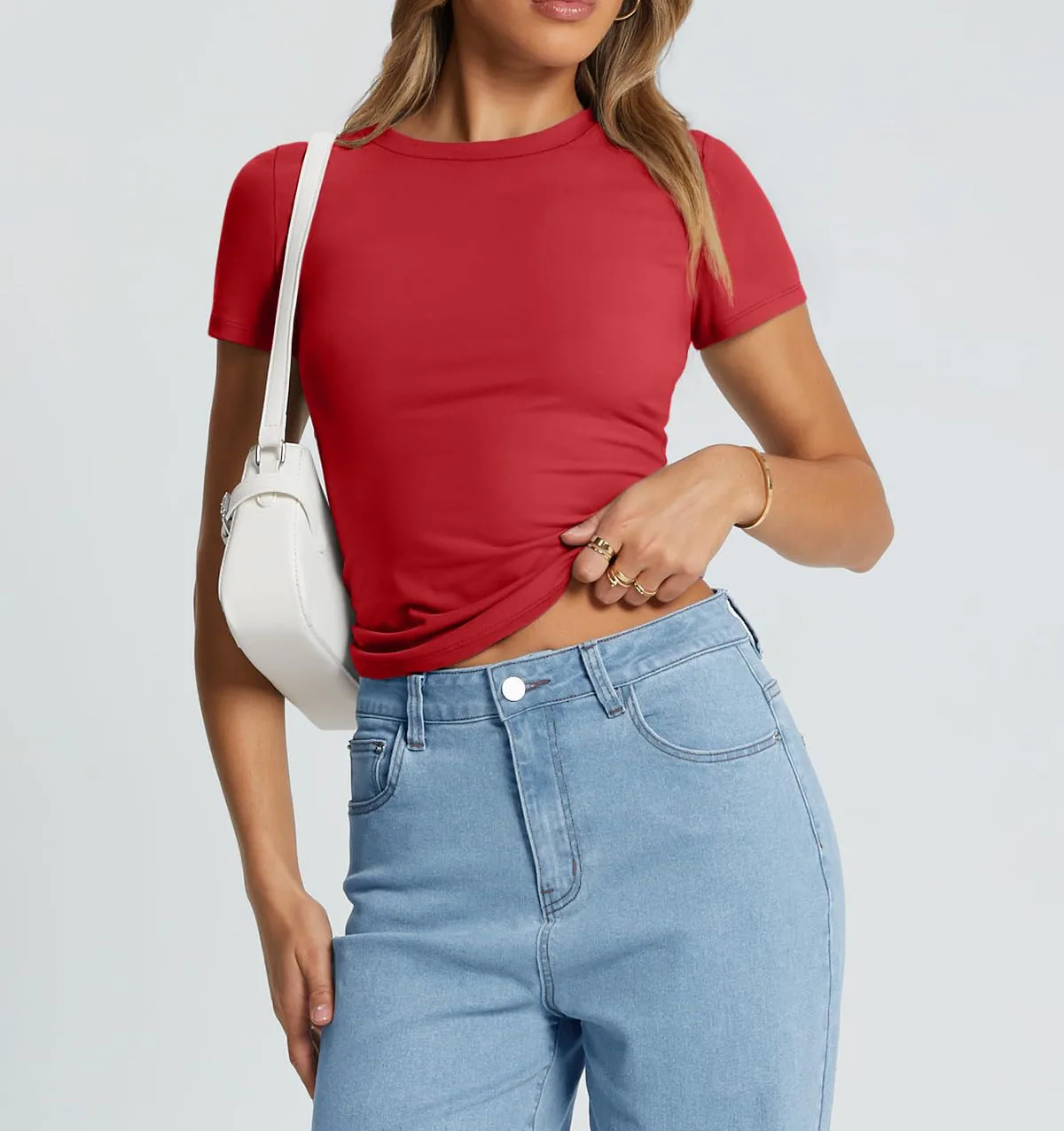 New Women's T-Shirt Slim-Fit Slimming Round Neck Tight Sexy Summer Top Women's Clothing display picture 60