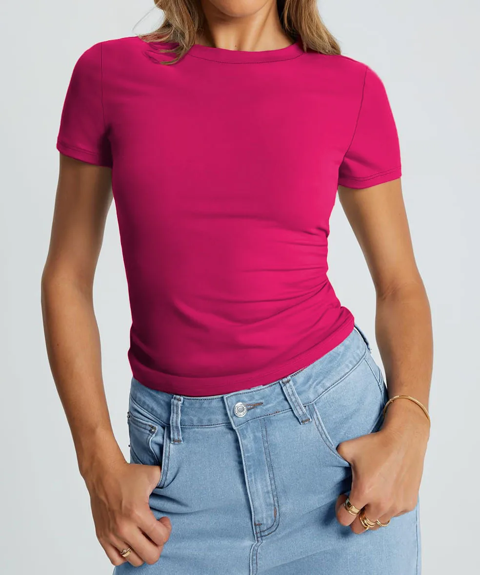 New Women's T-Shirt Slim-Fit Slimming Round Neck Tight Sexy Summer Top Women's Clothing display picture 72