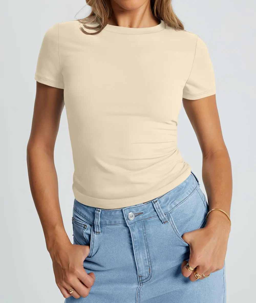 New Women's T-Shirt Slim-Fit Slimming Round Neck Tight Sexy Summer Top Women's Clothing display picture 77