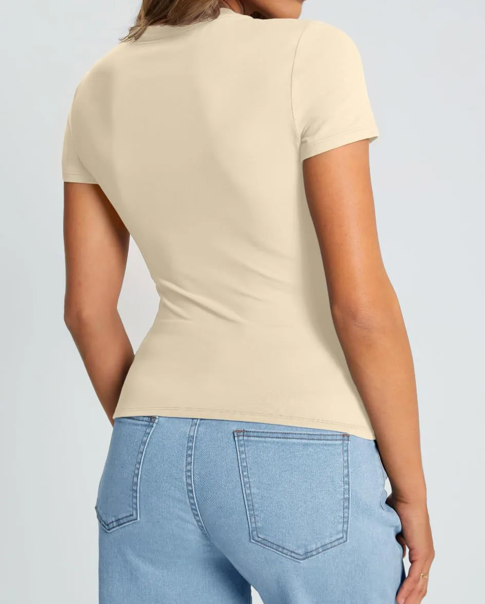 New Women's T-Shirt Slim-Fit Slimming Round Neck Tight Sexy Summer Top Women's Clothing display picture 79