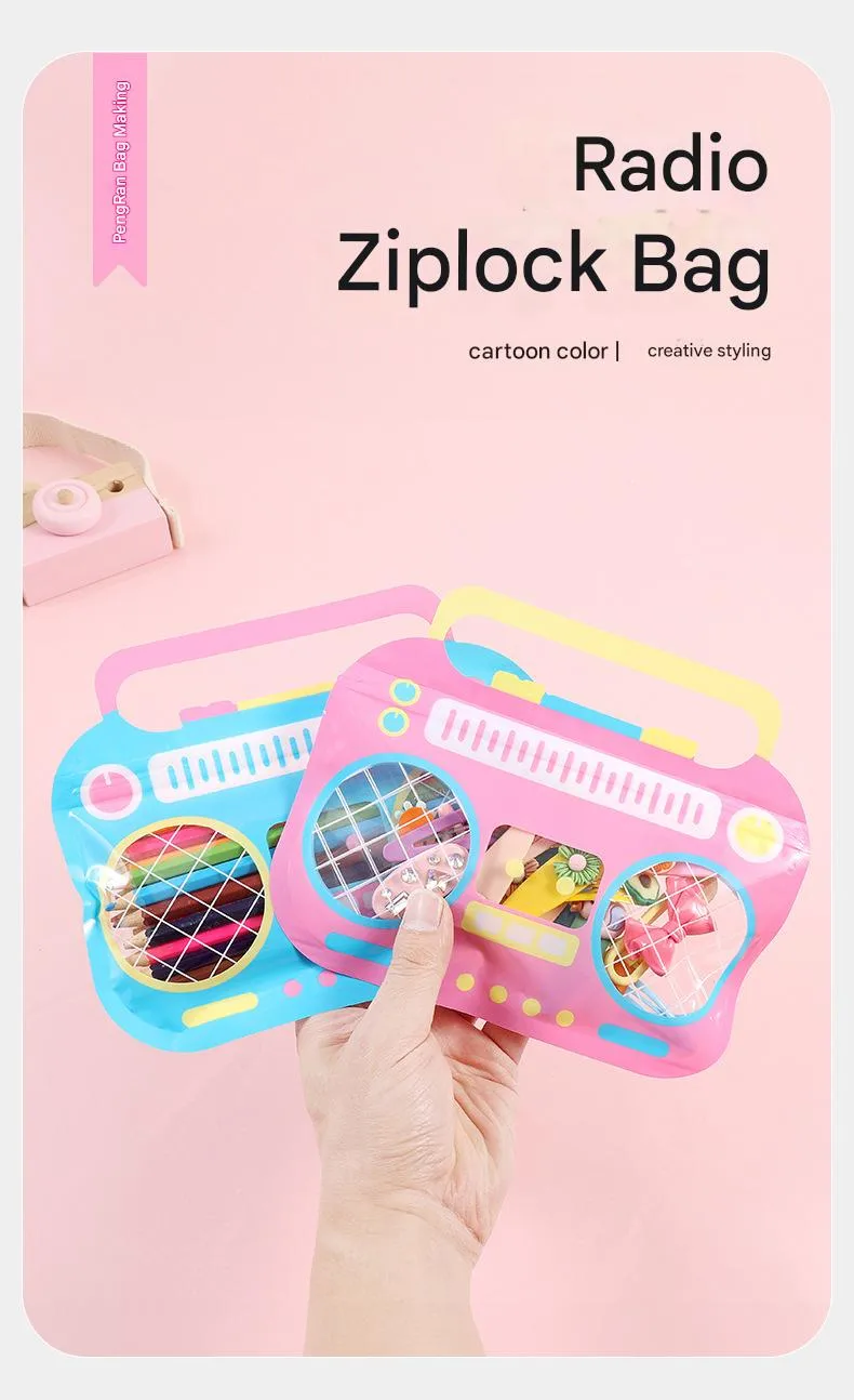 Cartoon Stationery Ornament Ziplock Bag Transparent And Cute Portable Snacks Toy Storage Bag Candy Gifts display picture 1