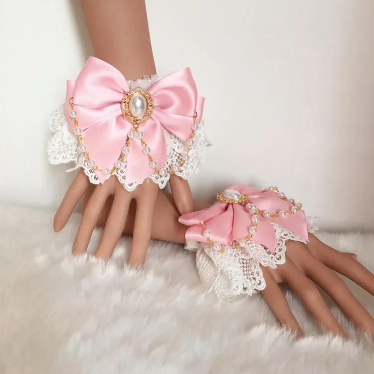 Flower Wedding Lolita Hand Sleeve Lolita Soft Girl Double Hand Sleeve New Girl Tea Party Sweet Hand Jewelry Multicolor display picture 6