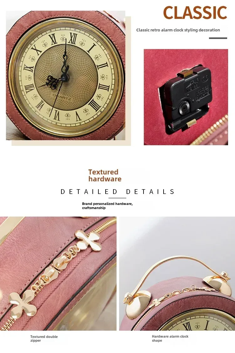British Small Crowdsourcing Women's  New Vintage Handbag Creative Clock Watch Bag Wonderful Fun Small Round Bag display picture 4