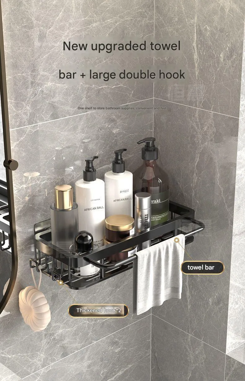 Toilet Wall-mounted Punch-free Toilet Bath Toilet Washstand Wall Storage Shelf Bathroom Storage Rack display picture 1
