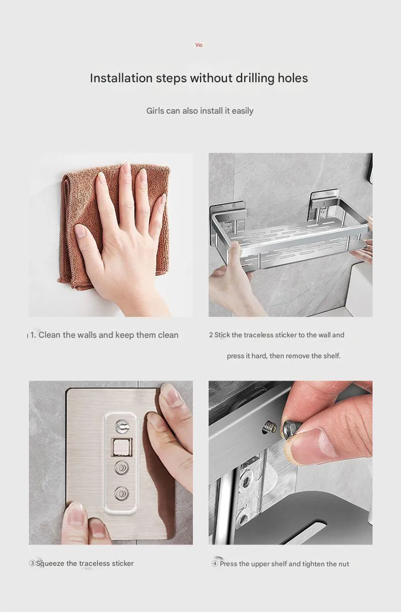 Toilet Wall-mounted Punch-free Toilet Bath Toilet Washstand Wall Storage Shelf Bathroom Storage Rack display picture 5